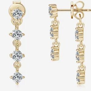 New GRA Certified Moissanite Diamond Earrings, 14k gold